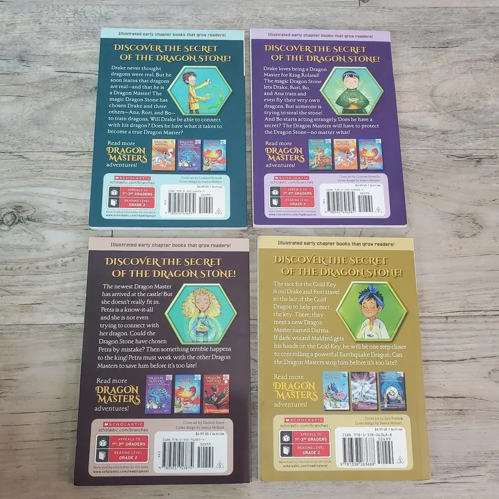 Lot of 4 Dragon Masters Books 1, 3, 5, 12 Tracy West Scholastic Paperback Chapte